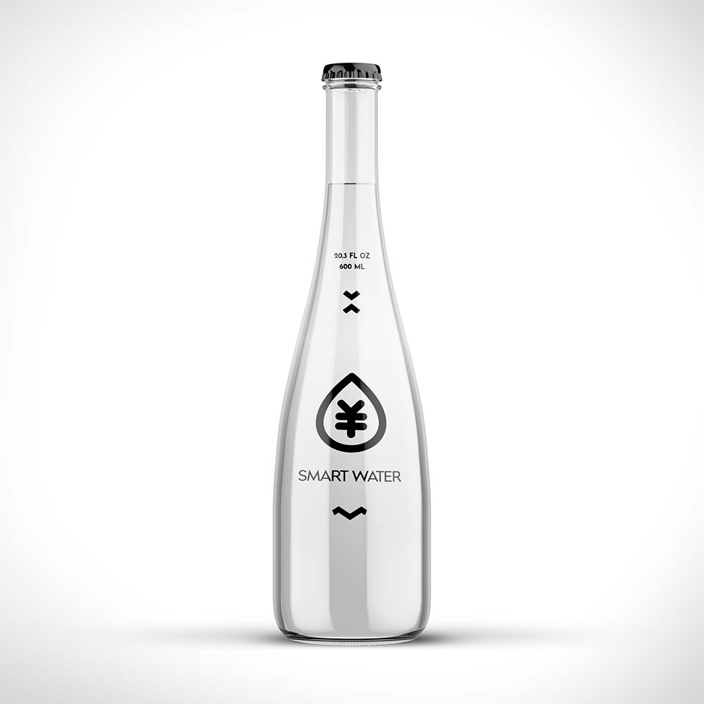 A clear customised water bottle design
