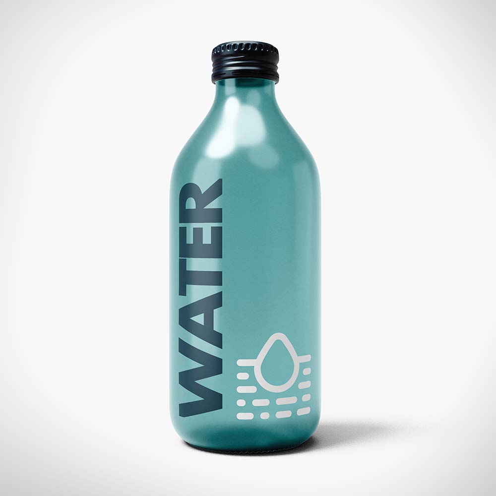 Teak opaque bottle with water and water icon applied
